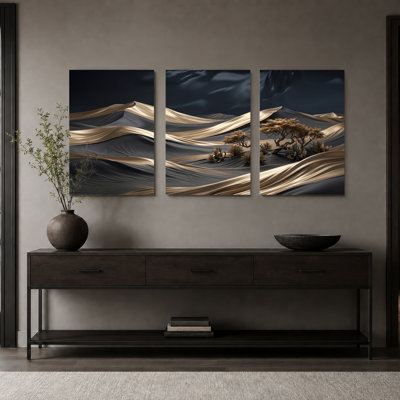 Ensemble de 3 toiles décoratives « Vagues du désert » pour salon, chambre et décoration intérieure