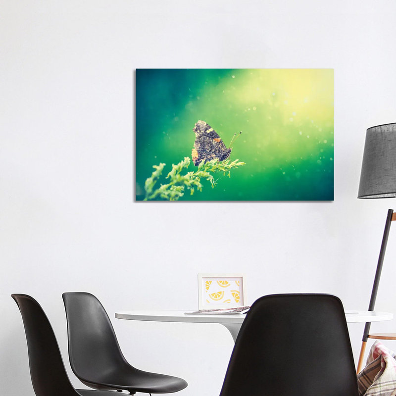 Butterfly At The Beam Of Sun 1 Piece Wrapped Canvas Wall Art, 66.04cm H x 101.6cm W