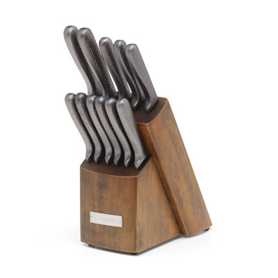 Cambridge Nero Hammered Titanium 12-Piece Cutlery Block Set