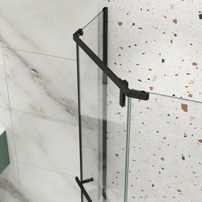 Matte Black Pivot Shower Door - 1/4" Tempered Glass Enclosure For Bathroom Refinement With Clear