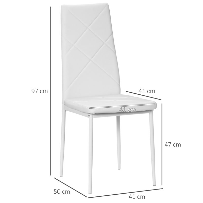 47cm H Tufted Upholstered Upholstered Back Side Chair, 4, White
