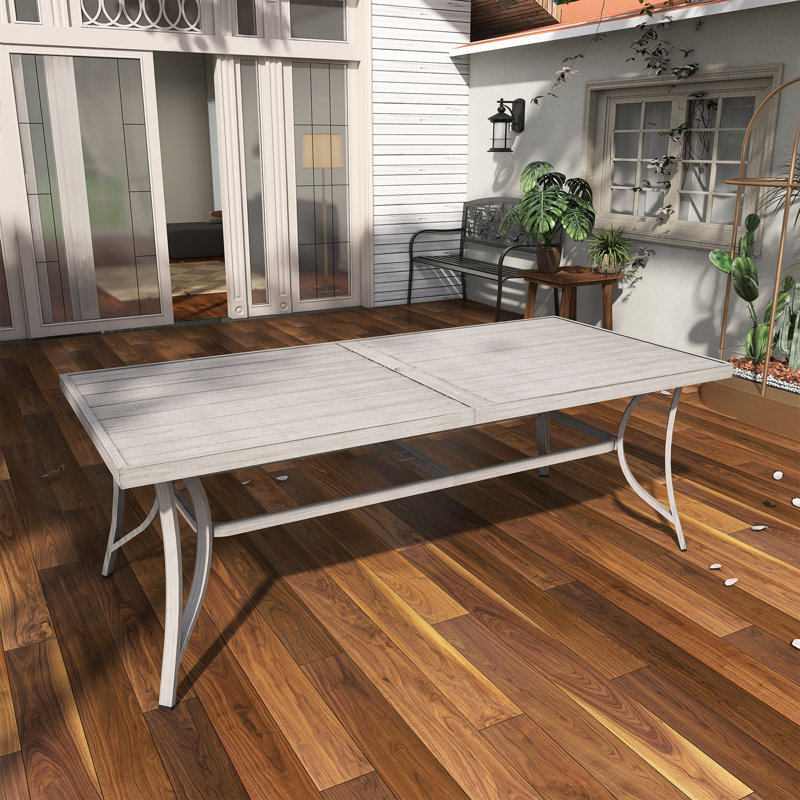 Table de salle à manger en aluminium avec trou pour parasol, Gris, L 84,12 po