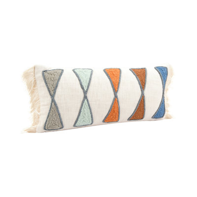 Coussin en coton avec broderie et frange