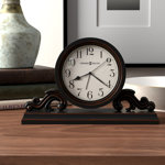Bishop Traditional Analog Solid Wood Quartz Movement / Crystal Tabletop Clock with Alarm in Worn Black