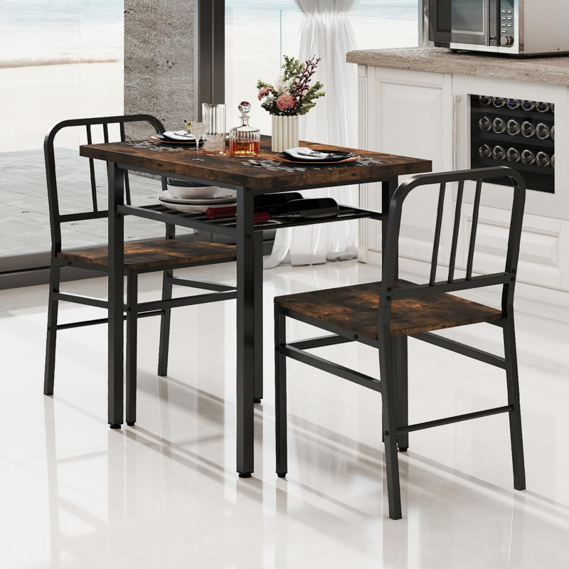 2 - Person Dining Set, Black, Brown