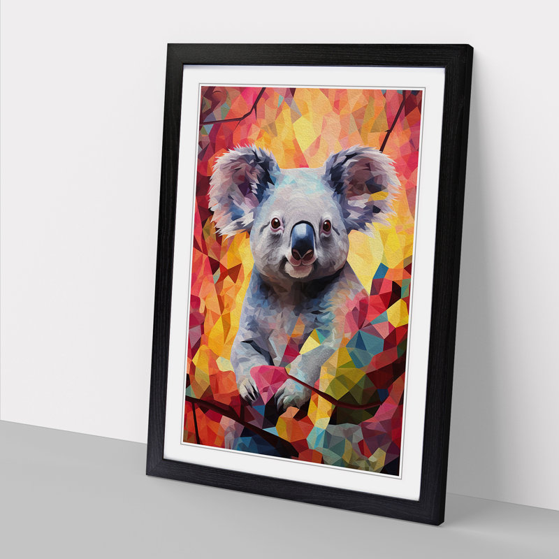 Koala Bear Colour Field - Single Picture Frame Print on Wood, Black Framed, 34cm H x 25cm W x 2cm D