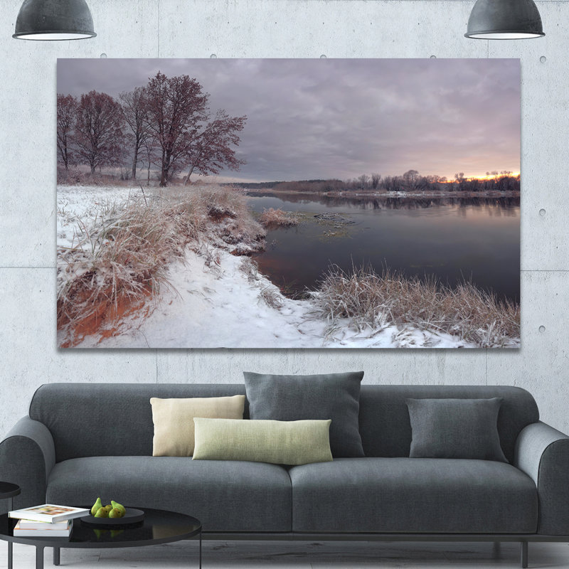 «Winter River in Dark Morning», reproduction de photo sur toile tendue, H 20 po x l 20 po x P 1 po