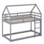 Lit simple superposé en forme de maison avec échelle, lit superposé bas en forme de maison avec barrière de sécurité-107391822