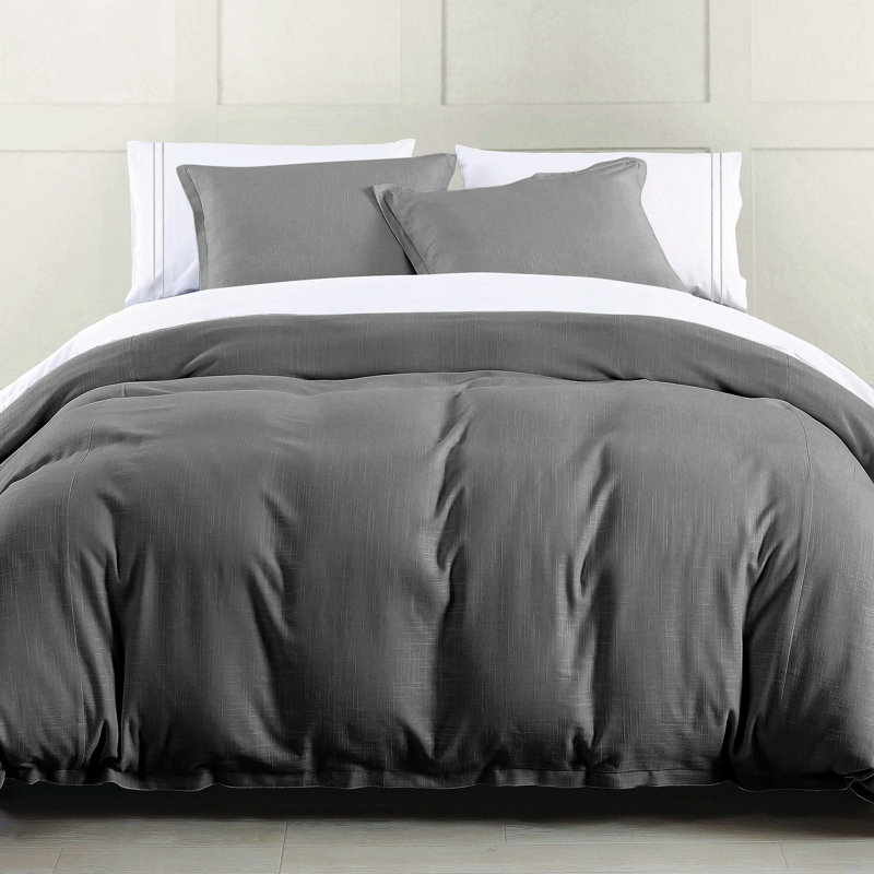 Queen White Cotton Duvet Cover Set with Shams