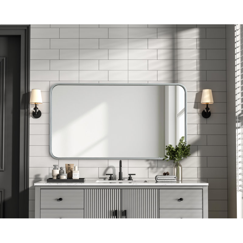 Erath Contour Metal Mirror, Silver, 36" x 20"