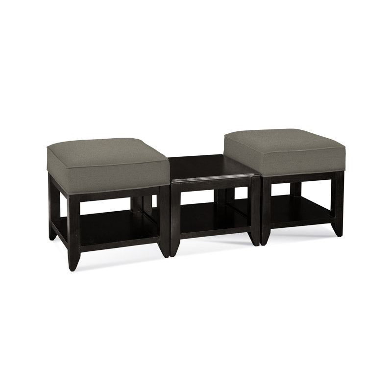 Elements Upholstered Cube Ottoman, Antique Black, Basic Gray; 0317-83