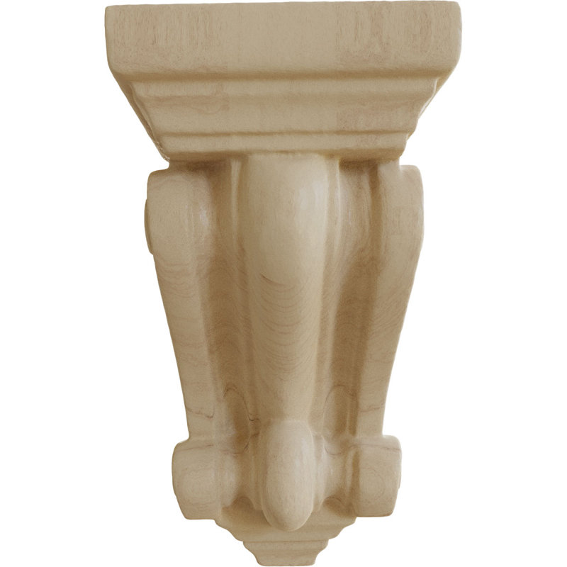 Devon Hand-Carved Rubberwood Traditional Corbel, 4.25" Height