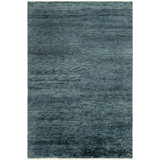 Hand Knotted Wool Area Rug in Blue