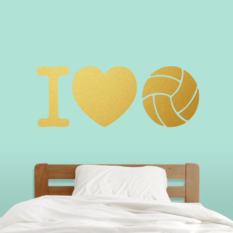 Décalcomanie murale i love volleyball, Or