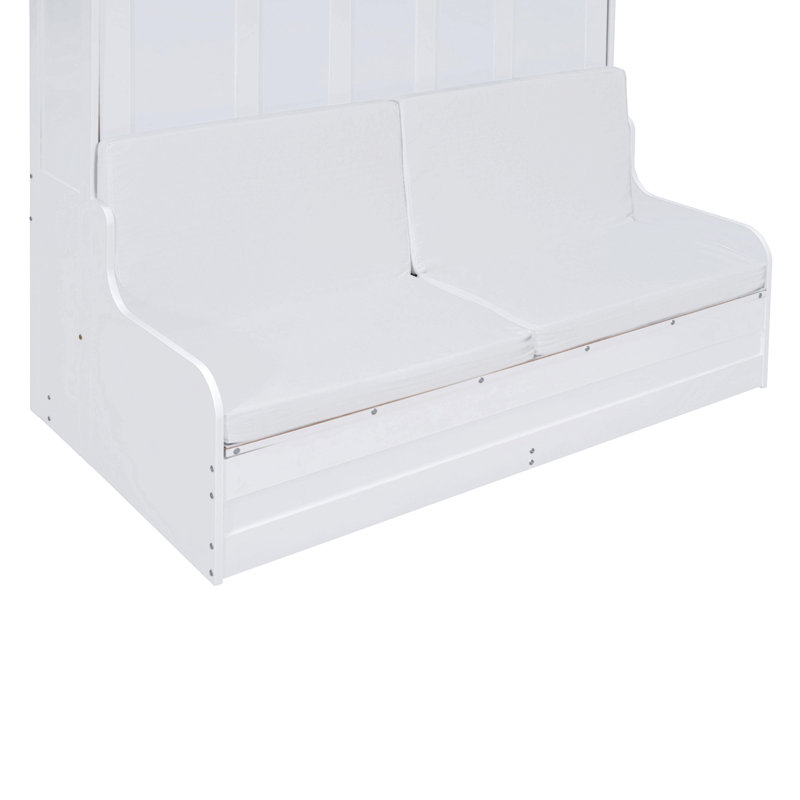 Grand lit escamotable mural avec coussin, Blanc