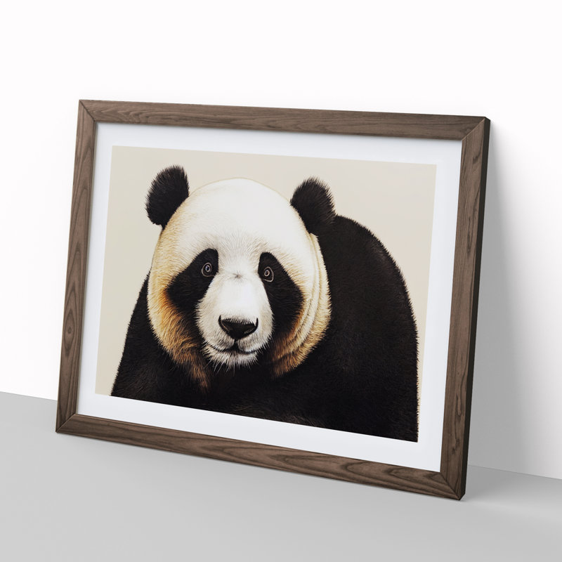 Fine Panda - Single Picture Frame Print, 46cm H x 64cm W x 2cm D, Walnut Framed