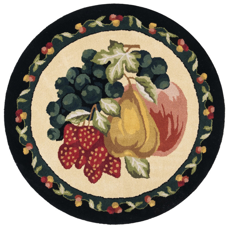 Novelty Hand Tufted Wool Floral Rug, Round 4'