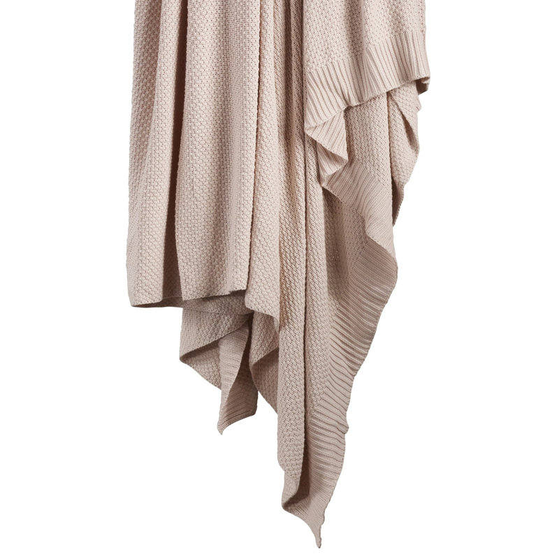 Jeté en coton torsadé classique chic et rustique, Grand, Rosé
