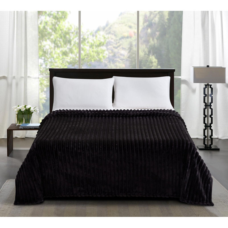 Machine Woven Throw Blanket, Black, 240cm x 200cm