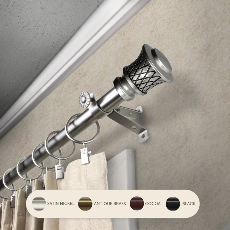 Tringle à rideaux 3/4 po Lennart, 28" – 48", Nickel satiné