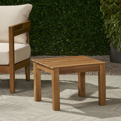 Table d'appoint moderne en bois minimaliste, conception à lattes, largeur 20,28 po x profondeur 15 po, brun, table d'appoint avec plateau fermé à assembler, 20,28 po x 20,28 po x 14,87 po