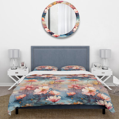 Pink Monets Garden Botanical Pattern II Duvet Cover