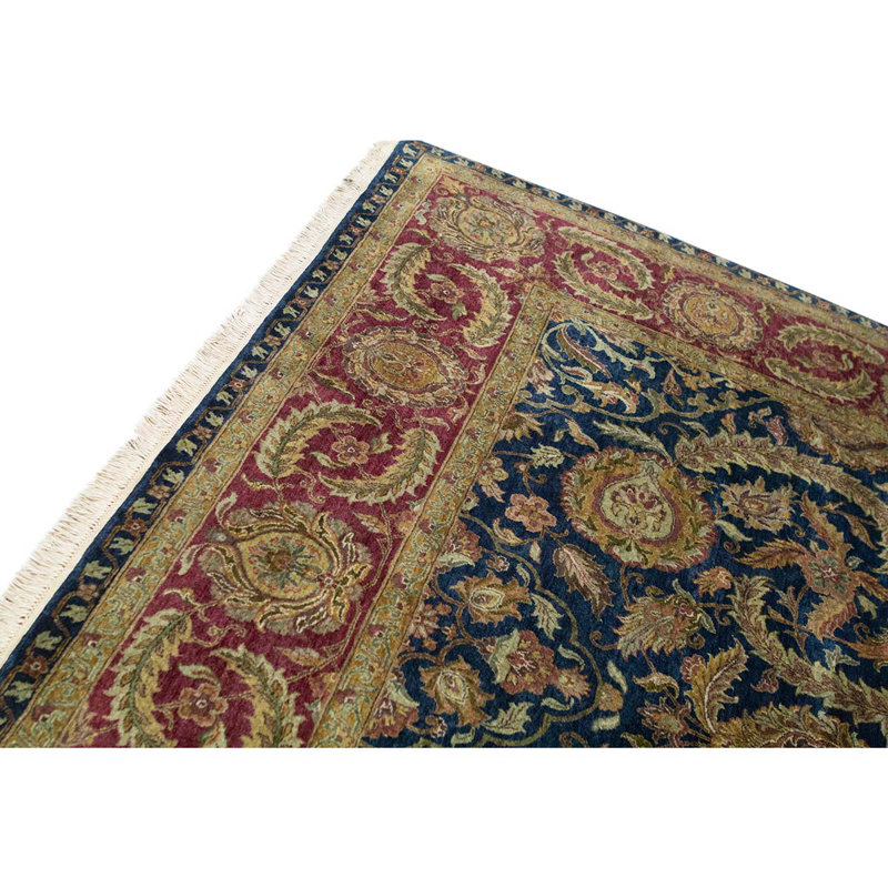 Tapis unique en laine noué à la main rectangulaire de 9 pi 2 po x 11 pi 10 po vert / rouge / beige / brun