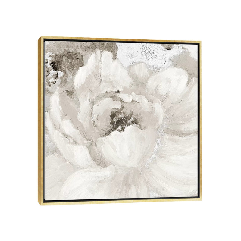 "Fleurs grises" I par Lanie Loreth-reproduction d’art, H 37 po x l 37 po x P 1,5 po, Toile encadrée d'or, Pas de tapis