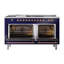 Cuisinière ILVE Nostalgie II Série 60 po à double combustible avec 7 brûleurs scellés, plaque de cuisson, table française (gaz naturel, porte pleine)-134209485-134209477