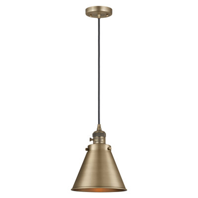 Franklin Restoration - Kylena - 1 Light 8" Cord Hung Mini Pendant - On-Off Turn Switch - LED Bulb -
