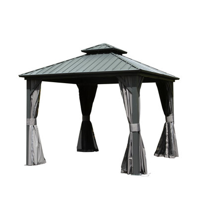 Gazebo, 10x10 Ft, Aluminum Metal, Galvanized Steel Roof, For Patio, Deck, Backyard Backyard, Deck
