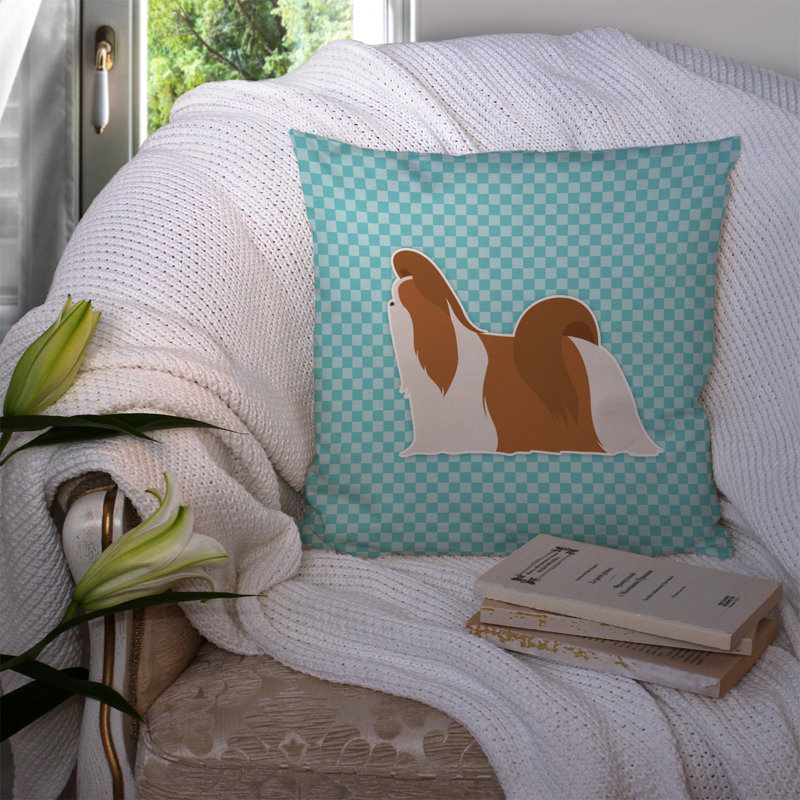 Coussin décoratif intérieur/extérieur shih tzu, H 14 po x l 14 po x P 3 po, Bleu