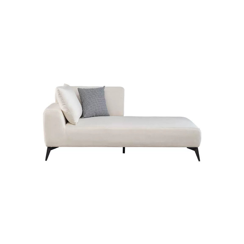 Paresseux simple européen, Chaise longue à accoudoir gauche, Mélange de polyester blanc cassé