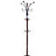 73" Tall Chrome And Wood Coat Rack, Cherry Finish-1224810805
