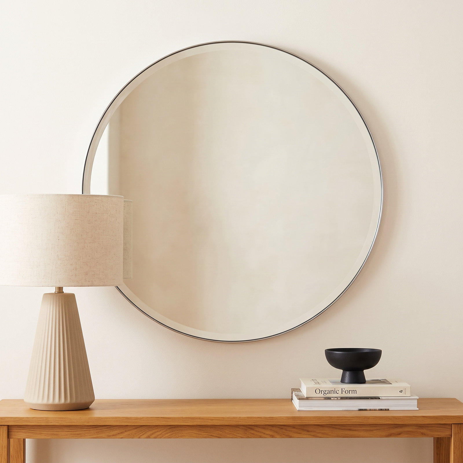 Eaton Round Mirror, 34" x 34", Matte Black