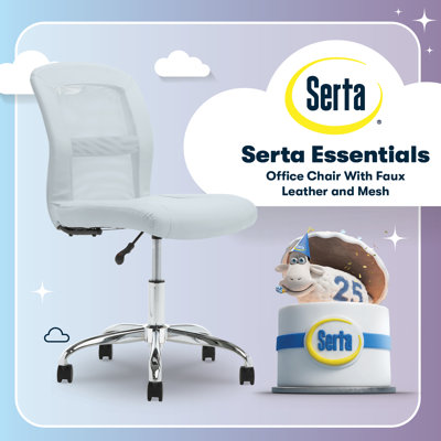 Serta Essential Armless Functional Task Chair with Breathable Mesh Back, Quality Foam Cushion Seat