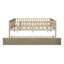 Lit de jour double en bois naturel avec lit gigogne et barrière de sécurité. Maximise l'utilisation de l'espace. . Aucun garde-corps requis. Offre une expérience de sommeil relaxante. .-406921126-406921121