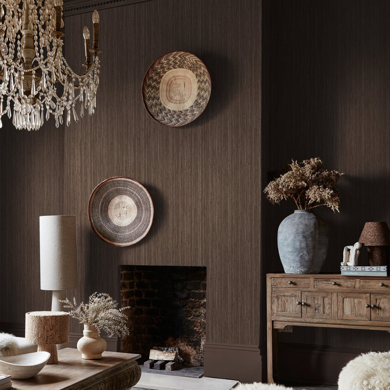 Fibre Stripe Chocolate Wallpaper, Chocolate