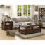 Table basse 4 tiroirs en noyer avec 1 tablette.