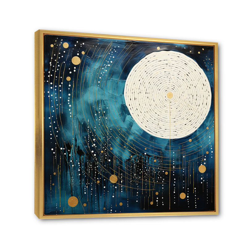 Lune bleue minimalisme IV sur toile, H 30 po x l 30 po x P 1 po, Cadre flottant doré
