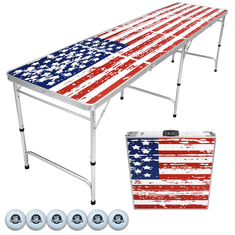 American Flag Folding Outdoor Beer Pong Table