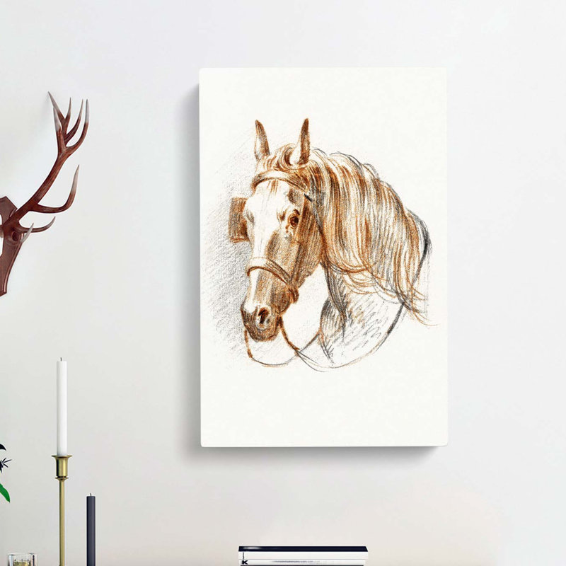 Head Of A Horse With Blinkers by Jean Bernard - Wrapped Canvas Print, 50cm H x 35cm W x 3cm D