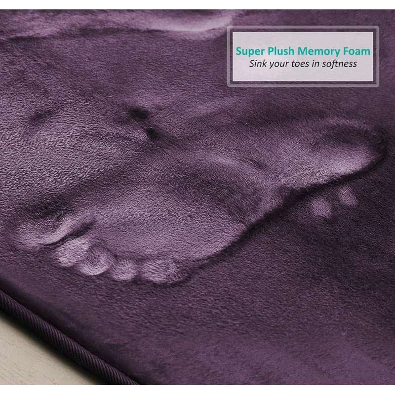 Ultra Soft and Absorbent Memory Foam Contour Mat with Non-Slip Backing, Eggplant/Purple