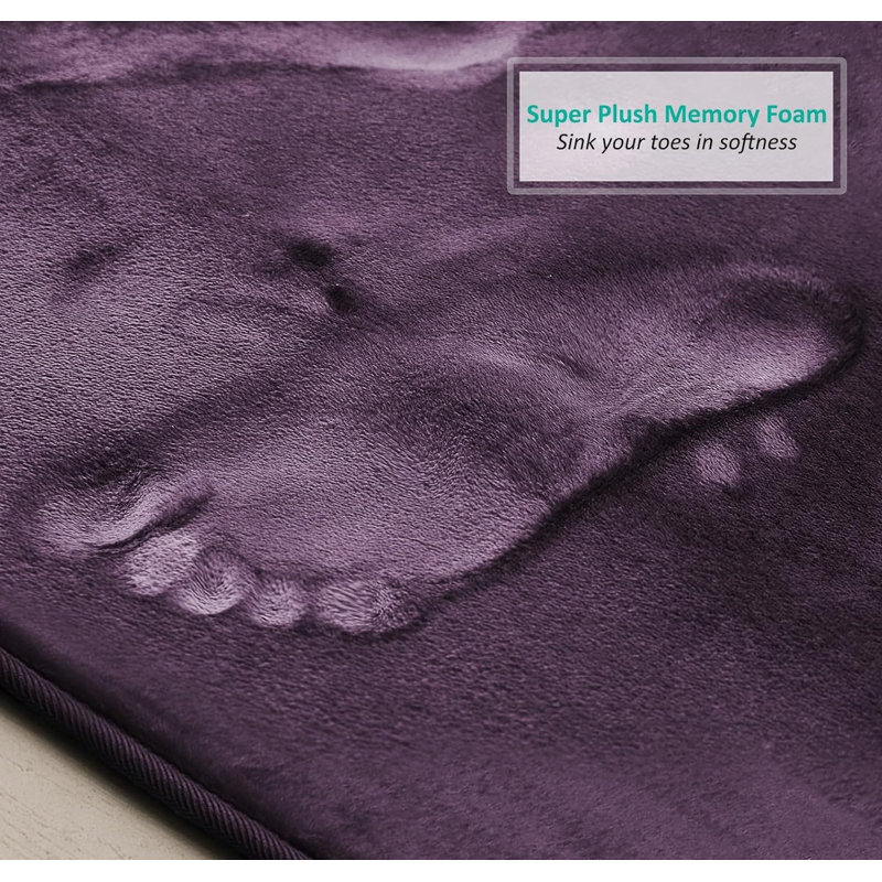 Ultra-soft, absorbent viscoelastic foam mat with non-slip backing, Aubergine / mauve