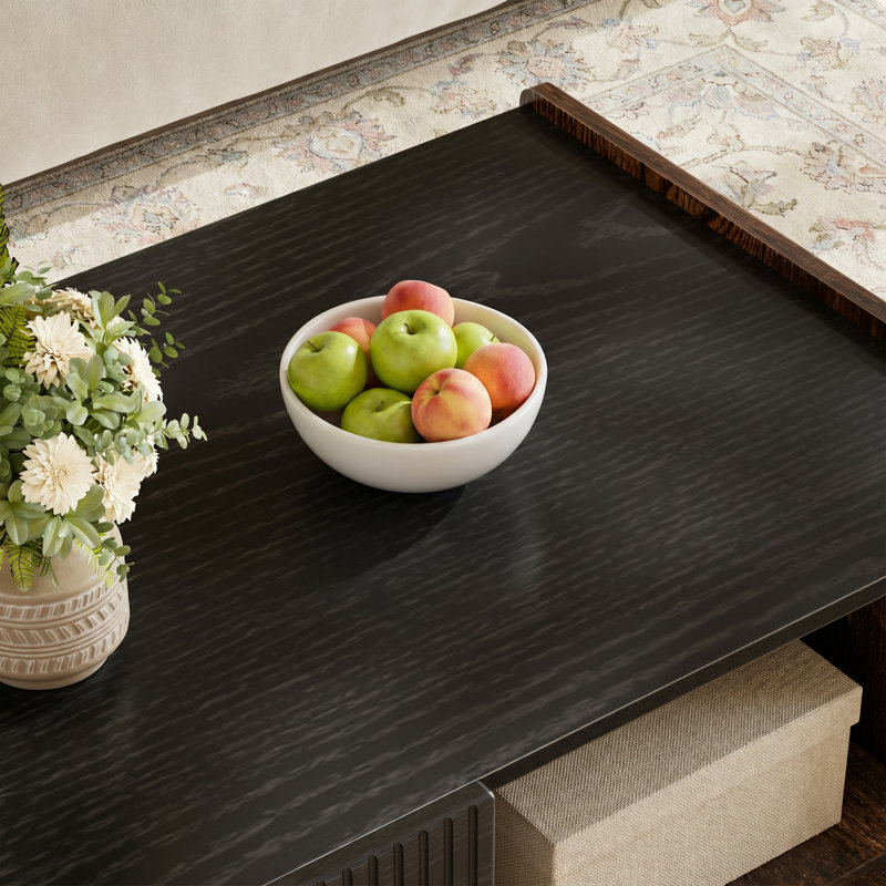 Ensemble de 3 pièces pour salon : table basse industrielle avec porte cannelée et tablette ouverte, 2 tables d'appoint avec tablette ouverte et 2 tiroirs en maille, ensemble de table basse rustique et moderne pour salon.