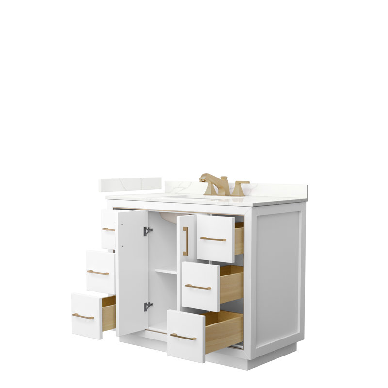 42'' W Single Vanity, Giotto Quartz, Light Green, Brushed Nickel