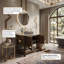 Meuble-lavabo moderne cannelé de 30 po avec plateau en pierre frittée, vasque interchangeable, portes en bois massif et tablette ouverte (noyer)