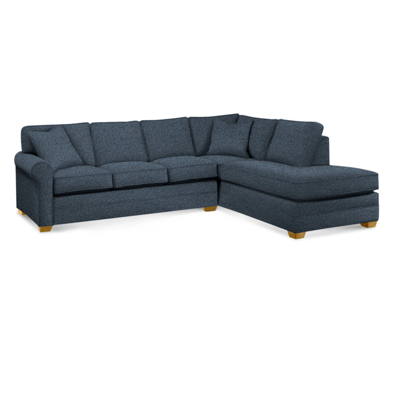 Bedford Upholstered Sectional, Right Hand Facing, Honey Finish, Basic Blue; 0317-63