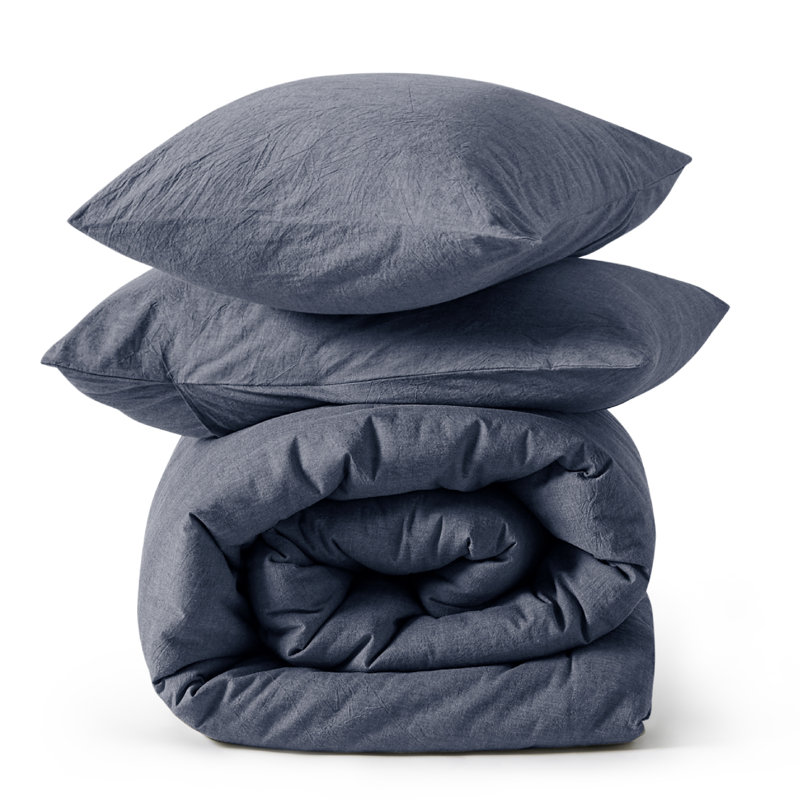 Best Seller Bedsure Cotton Fabric With Microfiber Inner Fill Comforter Set, 143TC, Denim Blue