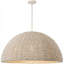 Luminaire suspendu dôme en bois Breanne - 35 po de diamètre - Blanc mat - Abat-jour blanc rétro-591606033-591606045